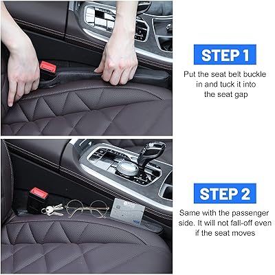  QUUREN Leather Car Seat Gap Filler Universal Fit Orgaziner for  Car SUV Truck to Fill The Gap Between Seat and Console Stop Cellphone  Wallet Keys Coins from Dropping Black 2Pcs 