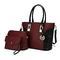 MKF Collection Shoulder Bag for Women, Crossbody Purse & Wristlet: PU Leather Satchel Pocketbook 3 PCs Handbag Set