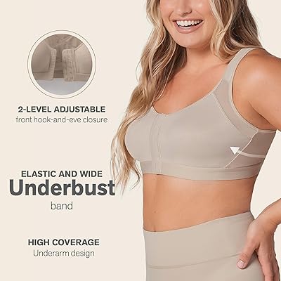 Front Closure Posture Corrector Full Coverage Bra - Wireless Back Support  Bras for Women