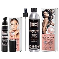 Face Tanner Serum and Self Tanning Dry Oil w/Hyaluronic Acid and Organic Oils - Self Tanners Best Sellers for Perfect Golden Glow