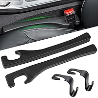 2 Pack Car Seat Gap Filler with 2 Auto Seat Hook,seat gap fillers with seat belt holes,Car Seat Gap Filler Organizer Prevent small items from falling into gaps,Fits Suvs And Trucks Car Interior, Black