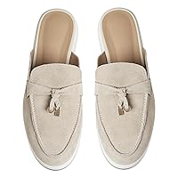 Mule for Women Closed Almond Toe Backless Slip on Flat Slides Penny Loafer Slippers