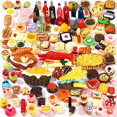 Skylety 100 Pieces Miniature Food Drinks Toys Mixed Resin Foods for Doll  Kitchen Pretend Play Mini Food Set for Adults Teenagers Doll House