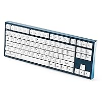 Freebird TKL Wired USB Mechanical Gaming Keyboard, Navy Aluminum Case with White Keycaps, 88 Keys with Lubricated Pink Robin Linear Switches for Mac & Windows PC