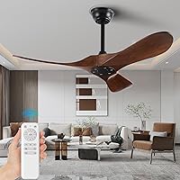 Ceiling Fans without Lights, Solid Wood Ceiling Fan No Light with Remote Control Indoor Outdoor Ceiling Fans for Patios, Living Room, Bedroom, Farmhouse and Gazebo (Dark Walnut, 42 INCH)