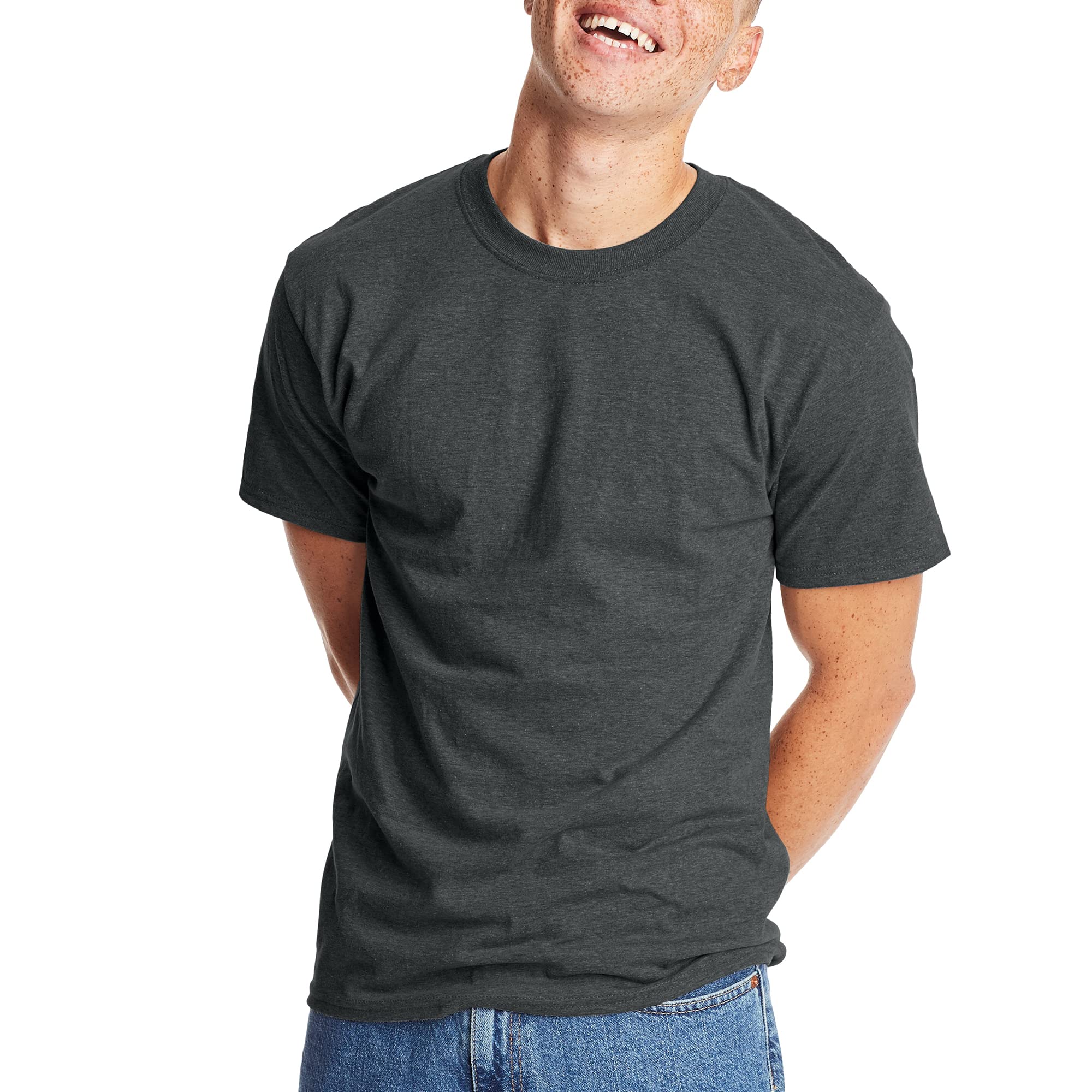 Hanes Mens Beefyt T-Shirt, Classic Heavyweight Cotton Crewneck Tee, Roomy Fit, 1 Or 2 Pack, Available in Tall
