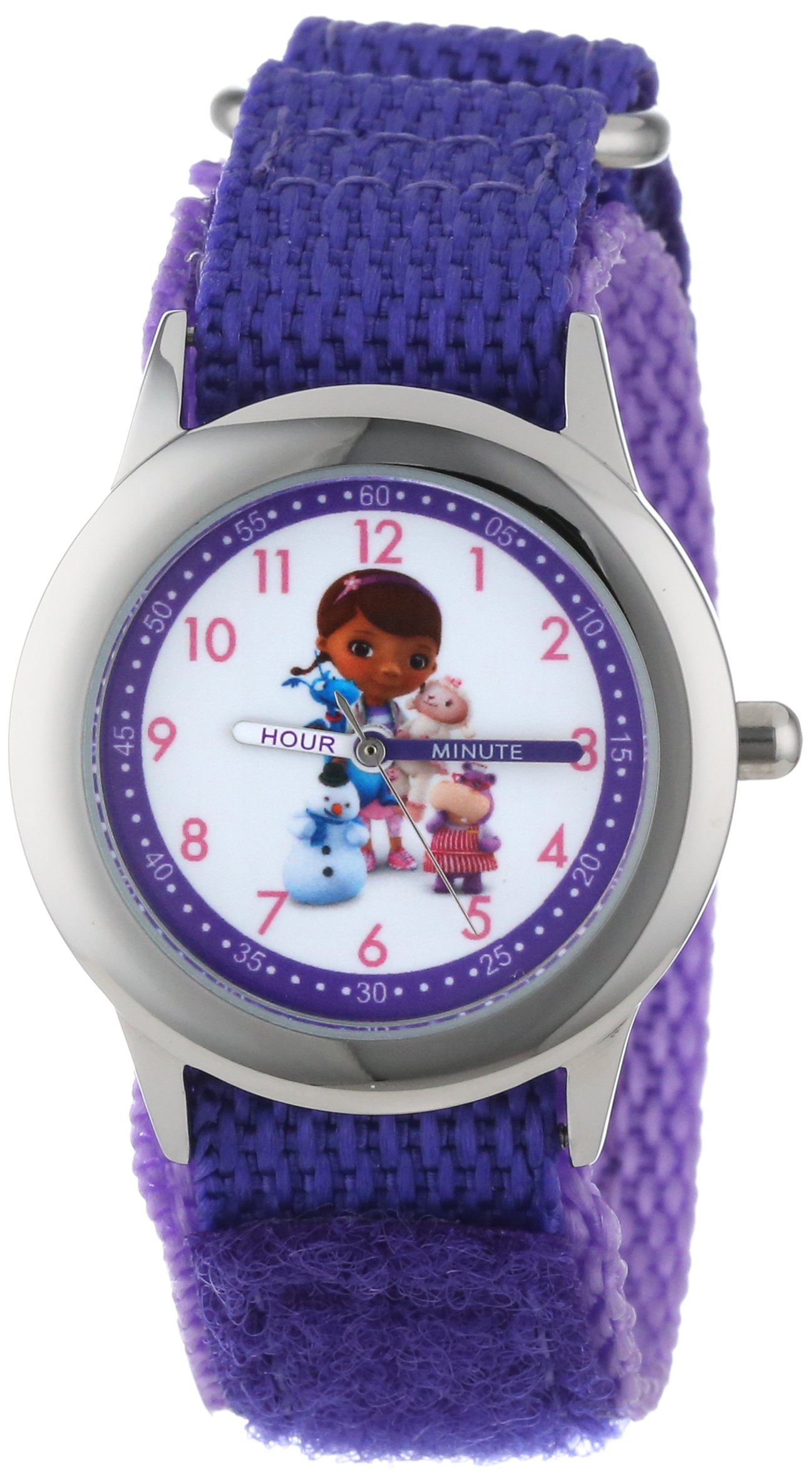 Disney Jr. Kids' Stainless Steel Time Teacher Analog Quartz Nylon Strap Watch