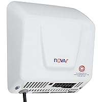 World Dryer 0833 NOVA-1 Plug-In Economical Surface Mounted Plug-In Quick Install Automatic Hand Dryer, Standard 110-120V Wall Outlet Aluminum Cover, White