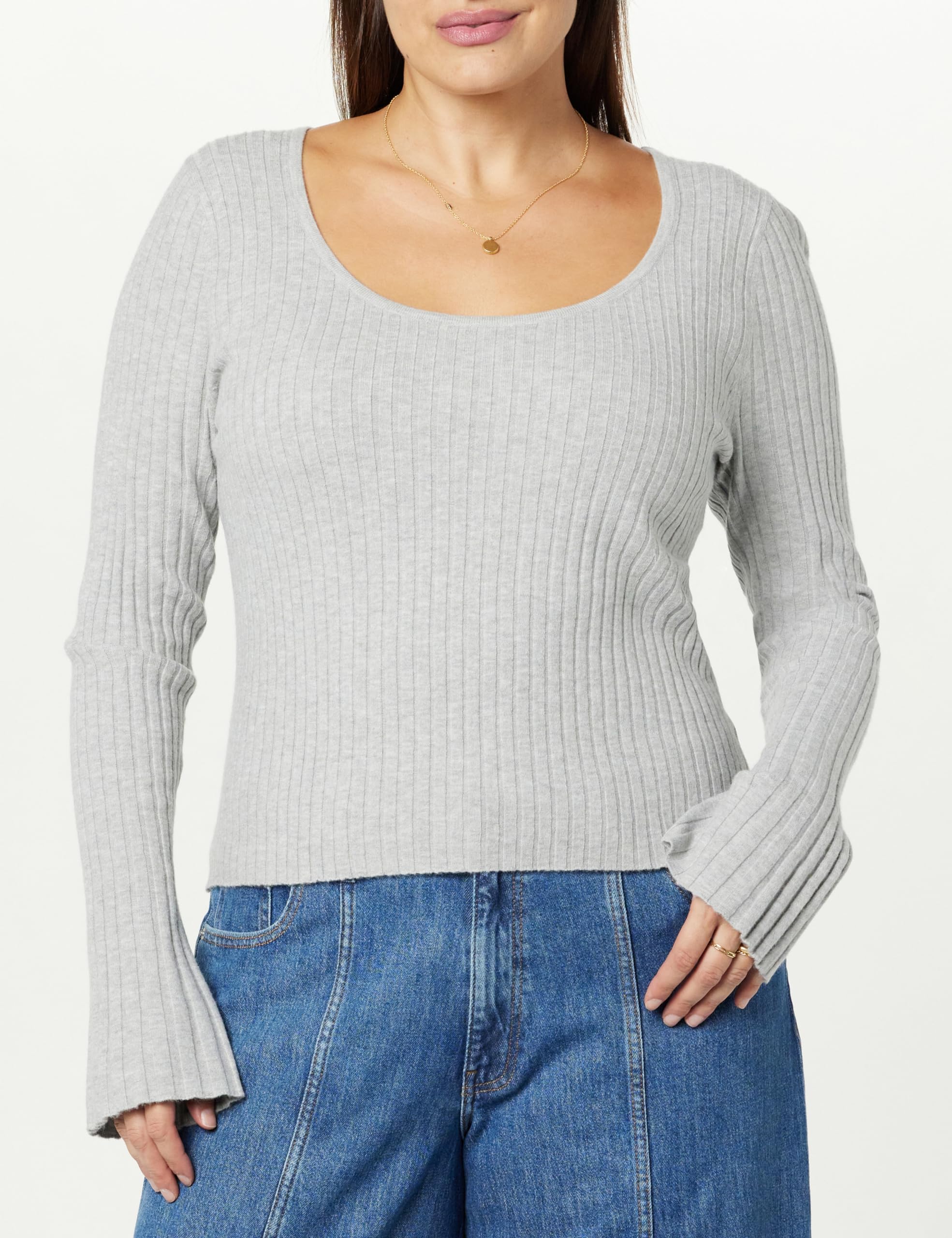 The Drop Women's Beatrice Bell Sleeve Scoop-Neck Sweater