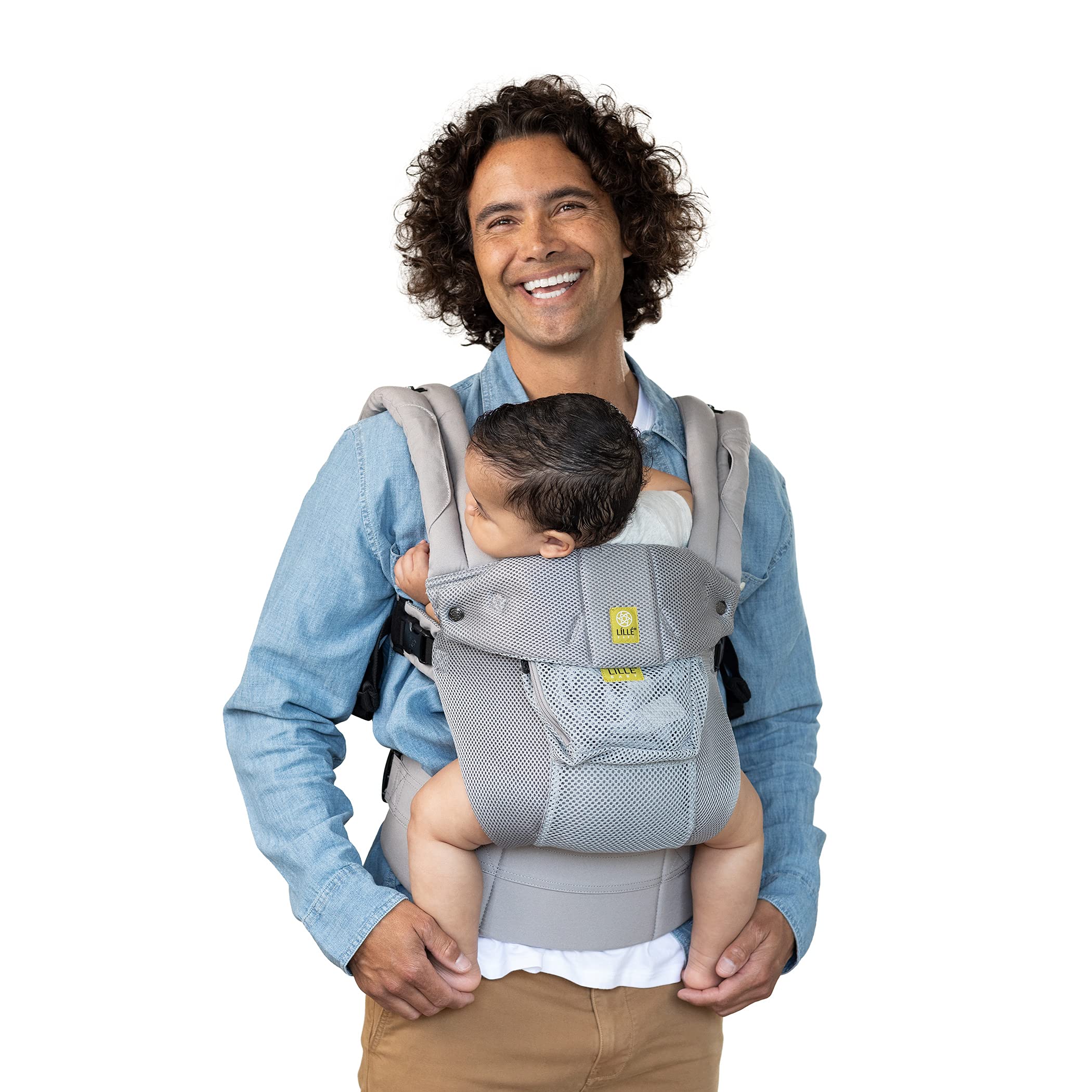 LÍLLÉbaby Complete Airflow Ergonomic 6-in-1 Baby Carrier Newborn to Toddler - with Lumbar Support - for Children 7-45 Pounds - 360 Degree Baby Wearing - Inward and Outward Facing - Silver