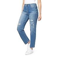 WallFlower Women's Fearless Curvy Straight Denim Super High-Rise Insta Vintage Juniors Jeans (Standard and Plus)