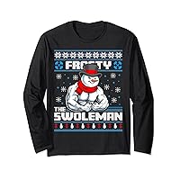 Frosty Swoleman Funny Christmas Workout Gym Weight Lifting Long Sleeve T-Shirt