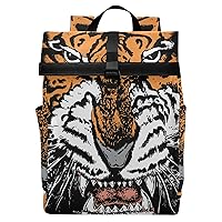 ALAZA Tiger Backpack Roll-Top Daypack Laptop Work Travel College Bag for Men Women Fits 15.6 Inch Laptop