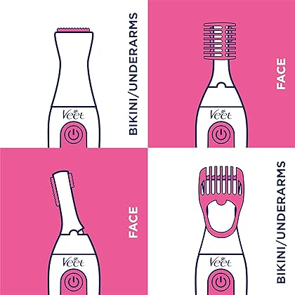 Hair Removal Electric Trimmer – Veet Expert Sensitive Precision Beauty Styler for Underarms, Eyebrows and Bikini Hair Removal with 8 Accessories and Beauty Bag, 1 Count