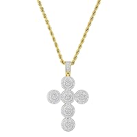 Mens Womens Cross Necklace Iced Out Nickel Stainless Steel Rope Chain Box