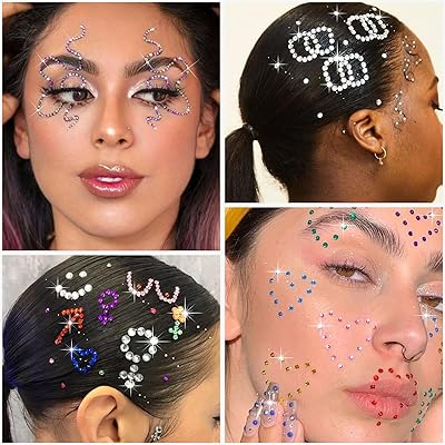 Vodolo Hair Jewels,2472 Pcs Hair Gems,Hair Diamonds,Hair Pearls Stick  On,Bling Stickers Rhinestone Self Adhesive for Crafts,Face,Makeup,Eye,Nail