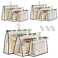 9 Pack Dust Bags for Handbags, Clear Handbag and Purse Storage Organizer for Hanging Closet with Zipper, Handles and Hook