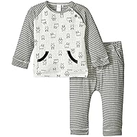 Petit Lem baby-boys Panda 2 Pieces Set T-shirt and Pants Knit