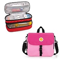 CURMIO Double Layer EpiPen Carrying Case for Kids, Insulated Medicine Supplies Travel Bag with Shoulder Strap for 2 EpiPens, Auvi-Q, Spacer, Vials, Nasal Spray, Asthma Inhaler
