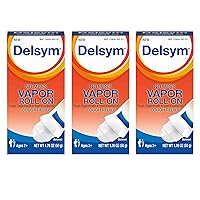 Delsym No Mess Vapor Roll-On Cough Suppressant & Topical Analgesic with Camphor, Eucalyptus Oil, Menthol, Adults & Kids, Maximum Strength, 1.76 Oz (Pack of 3)