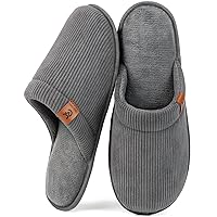 VeraCosy Men's Scuff Corduroy Slippers Indoor House Shoes