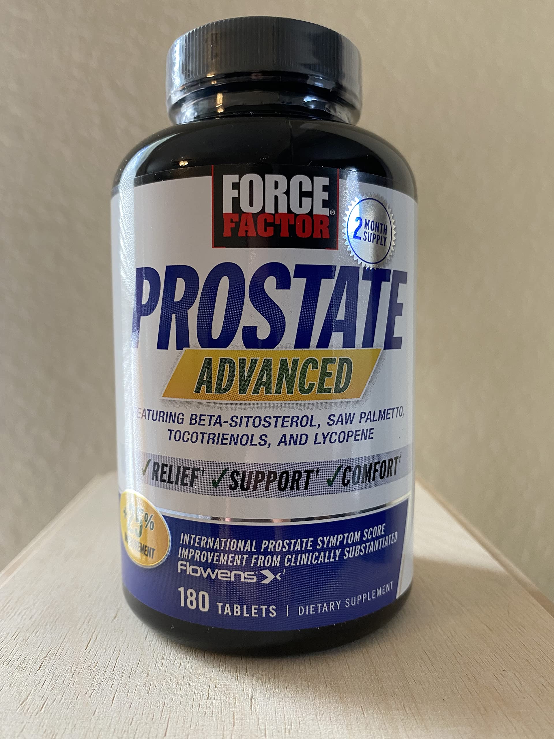 Force Factor Prostate Advanced, Health Supplement for Men for Reducing Nighttime Bathroom Trips, Bladder & Urinary Relief, with Saw Palmetto, Beta-Sitosterol, 180 Tablets (1-Pack)