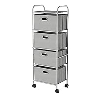 4 Drawer Storage Organizer ? Rolling Fabric Bin Storage Cart with Wheels and Metal Frame - For Clothes, Closet, Home, or Office by Lavish Home (Gray)