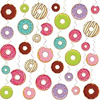 84Pcs Donut Party Decorations Hanging Swirls Donut Grow Up Birthday Party Supplies Doughnut Paper Cutouts Ceiling Hanging Spiral Streamers for Birthday Baby Shower Party Home Classroom Decor