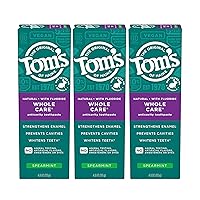 Whole Care Natural Toothpaste with Fluoride, Spearmint, 4 Ounce (Pack of 3), (Packaging May Vary)