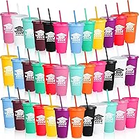 Graduation Gifts Class of 2024 Graduation Tumbler with Straw and Lid, Reusable Cup Plastic Tumblers Travel Mug Appreciation Gifts for College School Graduates Parties (Vivid Color,36 Pcs)