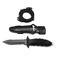 Dive Knife Scuba Diving Knife, Black Tactical Sharp Blade knives, Divers  dive tool with 2 Types Sheaths,Sawing Edge and 2 Pairs Leg Straps for  Snorkeling,Hunting,Camping