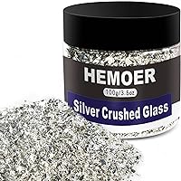 100g Silver Metallic Crushed Glass for Crafts, 2-4mm Irregular Glitter Chunky Gravel Gem Stones for Nail Arts, Resin Craft, Phone Case, DIY Vase Fillers, Epoxy Jewelry Making and Home Decoration