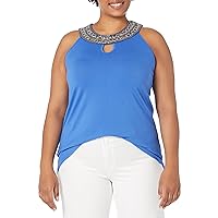 Avenue Plus Size TOP Nadia Beaded, in Dazzling Blue, Size, 2628