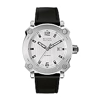Bulova Accu Swiss Percheron Men's Automatic Watch with Silver Dial Analogue Display and Black Silicone Strap 63B191