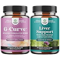 Natures Craft Bundle of G-Curve Breast and Butt Enhancer Pills May Support Voluptuous Curves and Liver Cleanse Detox & Repair Formula - Herbal Liver Support Supplement