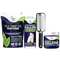 Tea Tree Foot Soak, Callus Remover Gel - Extra Strength Callus Remover Gel & Foot Soak With Epsom Salts For Calluses & Tea Tree Oil Foot Balm/ Moisturizer For Dry Cracked Feet