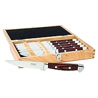 Viking Culinary German Stainless Steel Pakkawood Steak Knife Set, 6 Piece, Includes Wooden Gift Box, Handwash Only, Water & Stain Resistant Handles, Red