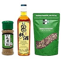 NPG Chinese Five Spice Powder 1.05oz, Chinese Cooking Wine 33.81 FL OZ, Szechuan Red Peppercorn 4oz