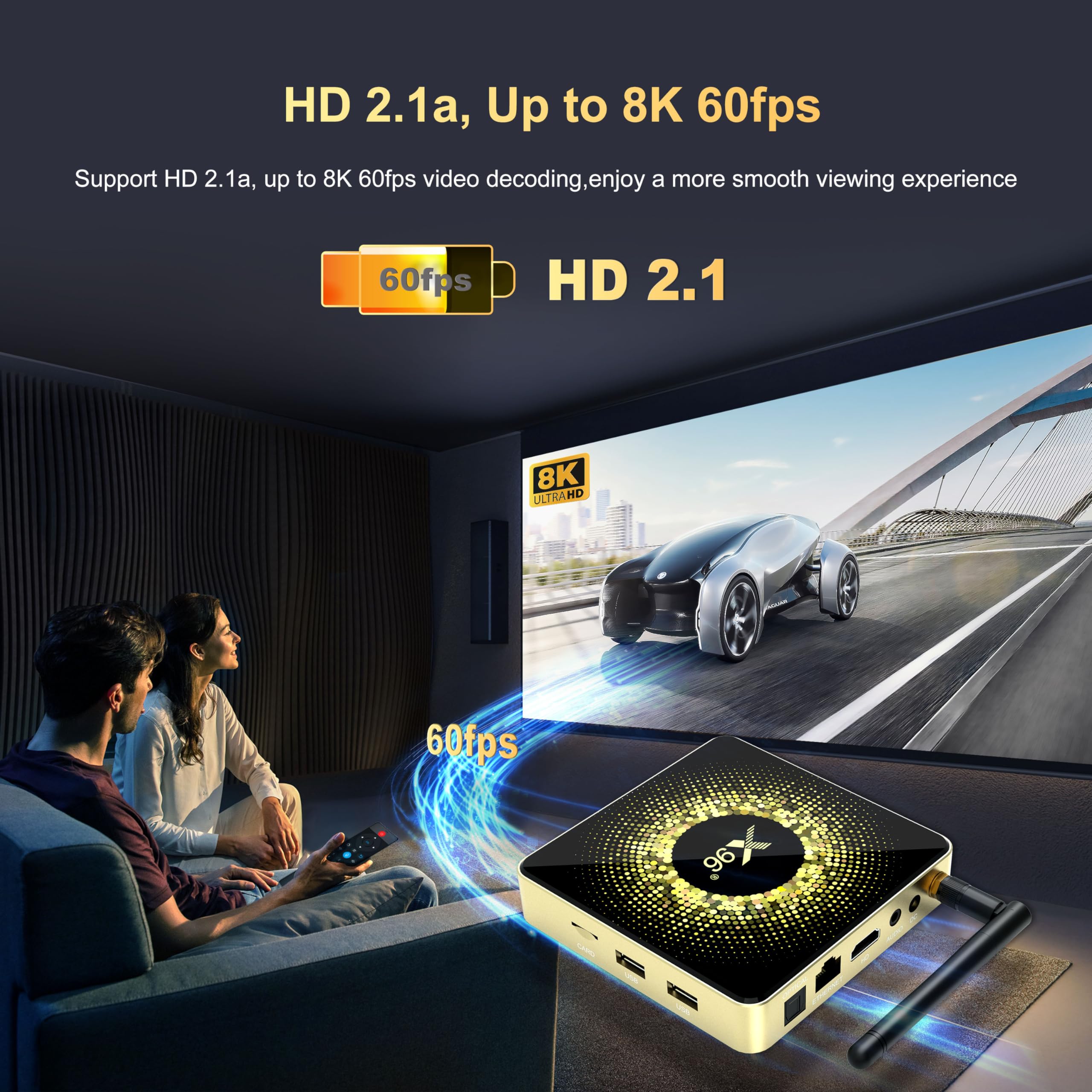X96 X10 8K Ultra HD Android TV Box Android 11.0 Amlogic S928X LPDDR4 8GB RAM 64GB ROM WiFi6 1000M BT5.2 USB3.0 Support AV1 8K 60fps H.265 HDR Set Top tv Box with i8 Keyboard
