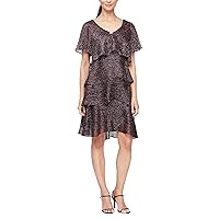 S.L. Fashions Women's Tiered Boudre Dress (Petite and Regular Sizes)