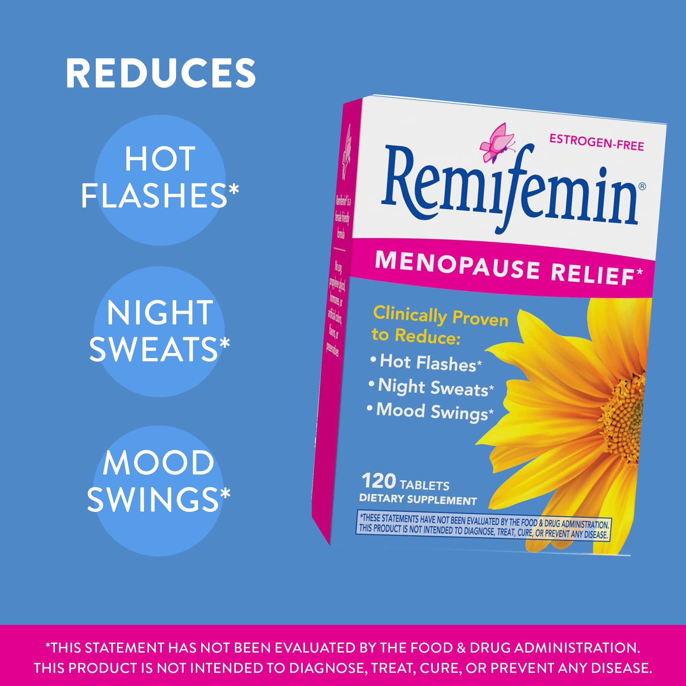 Nature's Way Remifemin, Menopause Relief*, Reduces Hot Flashes and Menopause Symptoms*, Estrogen-Free, 120 Tablets