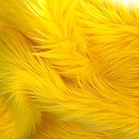 Faux Fur Fabric Pieces | US Based Seller | Soft Fluffy Silky Shaggy Squares | for Crafts, Sewing, Costumes Decoration (Sunny Yellow, 8x8 inches)