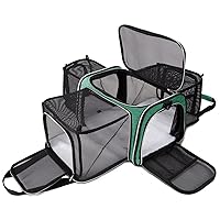 BAGLHER Cat Carrier Bag, Airline Approved Pet Carrier Soft Side Pet Travel 5 Sides Open Doors 3 Sides Expandable Foldable Dog Carrier with Fleece Pad Green