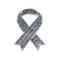 Faship Gorgeous Rhinestone Crystal Awareness Ribbon Brooch Pin