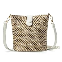 Oweisong Straw Crossbody Bags for Women Small Rattan Beach Purse and Handbags Summer Woven Bucket Shoulder Bag 2024