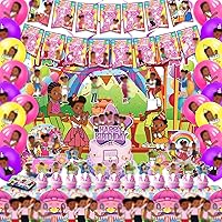 128pcs Corner Birthday Party Supplies Birthday Decorations Party Decorations Include Tablecloth,Birthday Banners,Cake Decoration,Cupcake Toppers,Balloons,Hanging Swirls,Tableware Set