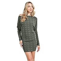 LaClef Womens Off Shoulder Batwing Sleeve Bodycon Knit Dress