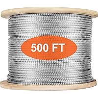 VEVOR 1/8 T316 Stainless Steel Cable 500FT, 1x19 Tighter Core Cable Railing System Wire Rope Aircraft Deck Railing Kit Fence Wire