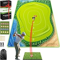 Golf Chipping Game, 3 in 1 Golf Chipping Game Mat with Golf Mat, 16 Golf Balls, 4 Ground Stakes, Indoor Golf Game for Adults Kids, Golf Training Equipment, Golf Gifts Accessories for Men