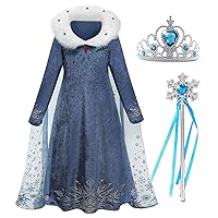 Snow Princess Costume for Girls Winter Costume for Toddlers Dress Up Halloween Birthday Cosplay Cape with Accessories